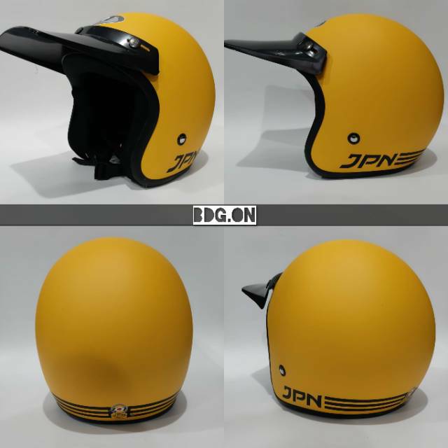 Helm Bogo Retro Klasik JPN Pet Topi - KUNING GOLKAR DOFF
