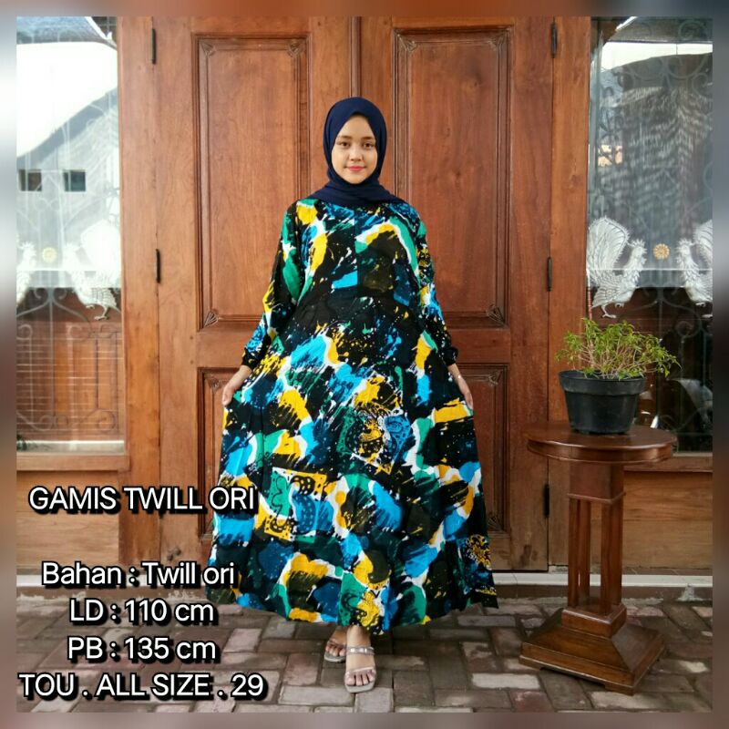GAMIS TWILL ORI ALLSIZE BAHAN TWILL ORI , GAMIS RAYON CANDIMEKAR ALLSIZE BAHAN RAYON CANDIMEKAR