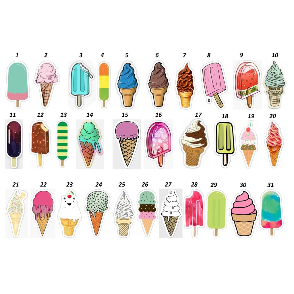 Sticker Ice Cream Es Krim Lucu Imut Bahan Glosy Chromo Murah Shopee Indonesia