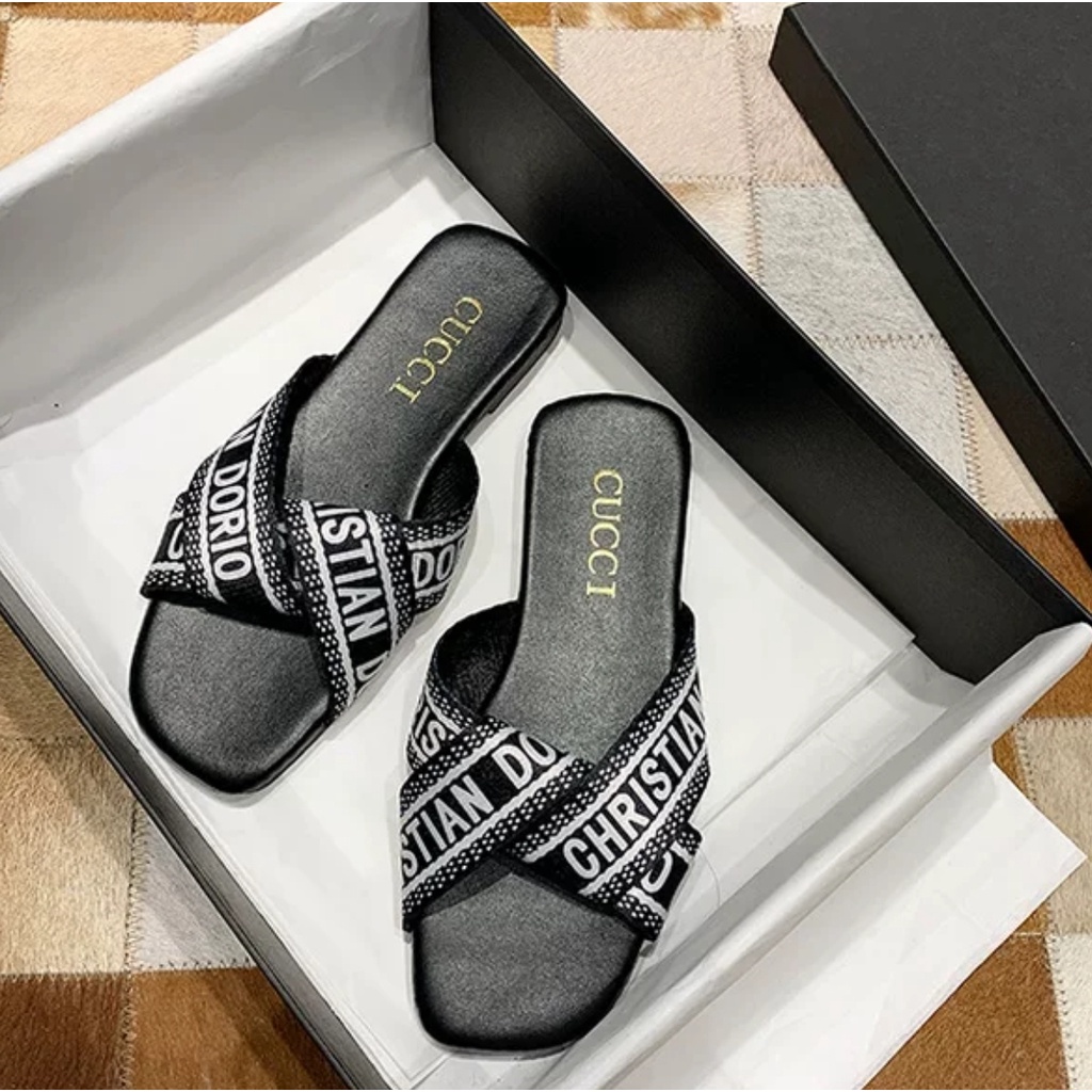 SS2232 sandal wanita import murah sendal slop selop terbaru flip flop kekinian