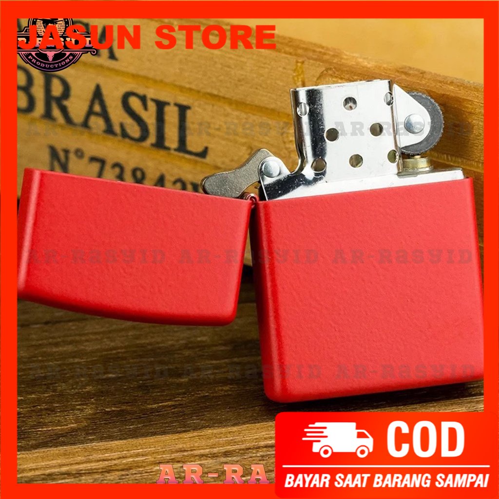 BISA COD! Korek Api Minyak Zippo Matte Red Merah Polos 233