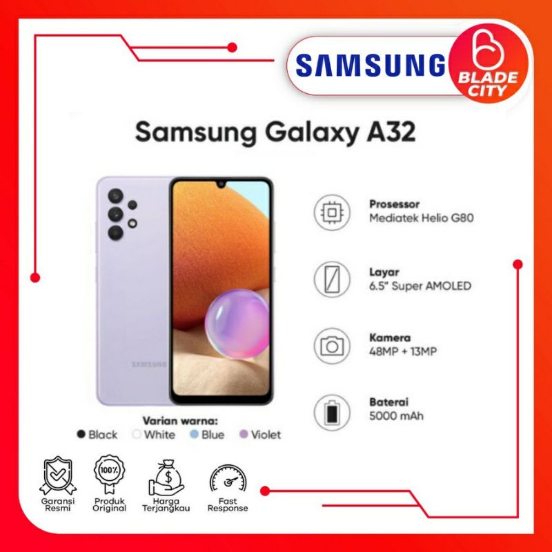 Hp Samsung A32 ORI,RAM 6/128 GB, Second warna violet