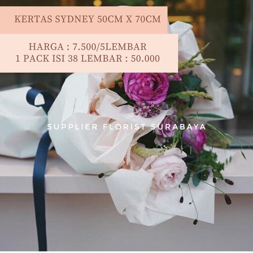 [ECER PER 5 LEMBAR] KERTAS SYDNEY KOREAN WRAPPING PAPER BOUQUET, WRAP DALAMAN BUKET BUNGA, UNTUK LAPISAN SEPATU, KUE TART, BUNGA
