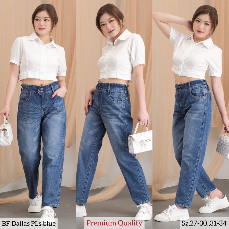 CELANA BOYFRIEND JEANS WANITA EVODOM DALLAS PLS BLUE