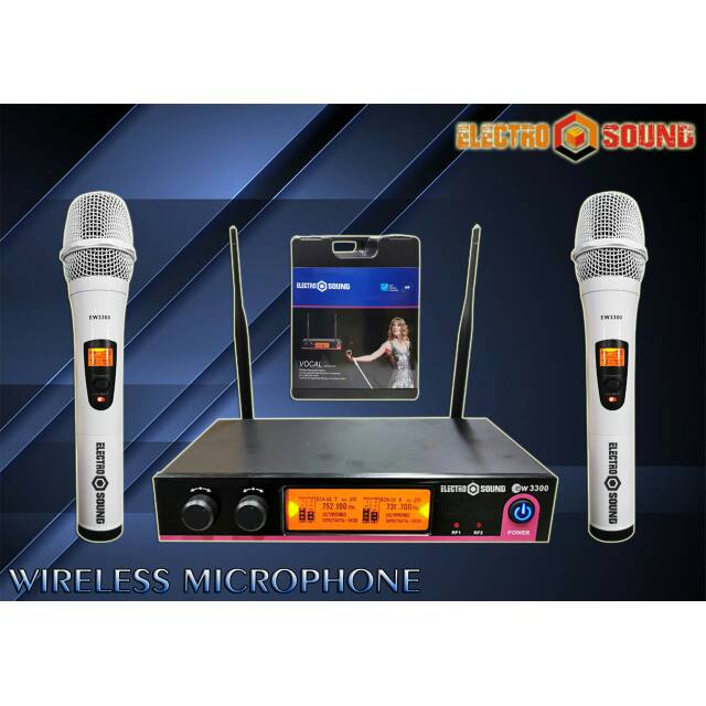 Mic Wireless Electro Sound EW-3300 - 2Pegang + Koper/Box plastik wrn : putih