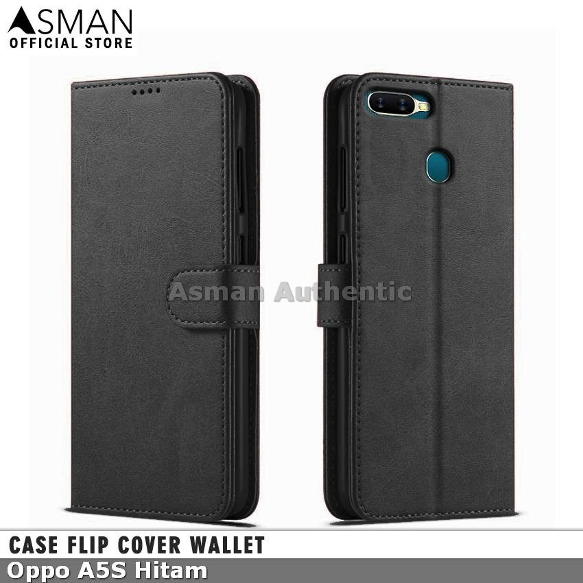 Asman Case Oppo A5s Leather Wallet Flip Cover Premium Edition