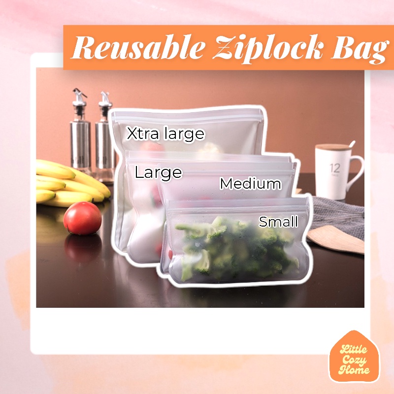 Plastik Kulkas Ziplock Silicone Penyimpanan / Reusable Ziplock Quality Material EVA Berbahan Tebal Menjaga Kulitas Makanan Segar Plastic