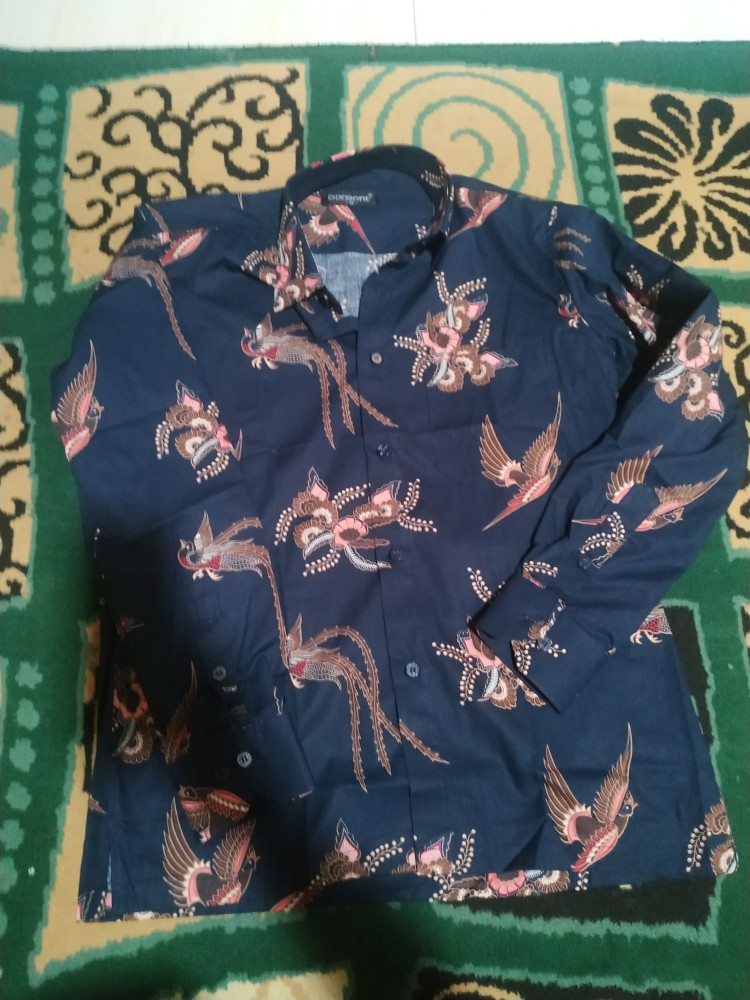 Kemeja Batik Pria Lengan Panjang Bl77 Katun Motif Modern Dixmont Semi Slimfit