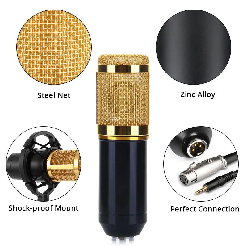 BM-800 Sound Recording FULL SET Shock Mount Microphone Professional Studio Condenser