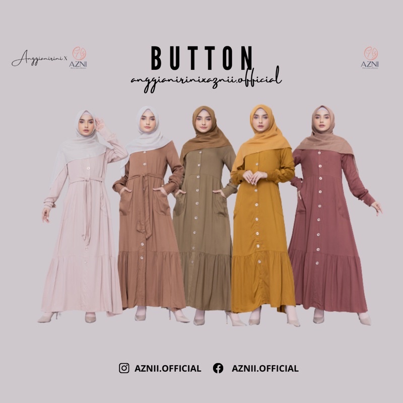 Button Dress Anggianirini X Aznii Official I Dress Wanita Kekinian Casual