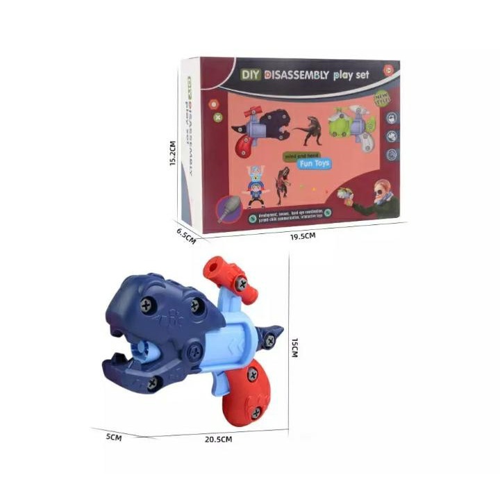 MAINAN Edukasi Anak Disassembly Dinosaur Gun Pistol Play