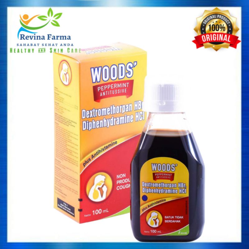 Woods Syrup Antitussive 100ml, Woods Merah, Woods Peppermint Antitussive Obat Batuk Kering 100% Prod