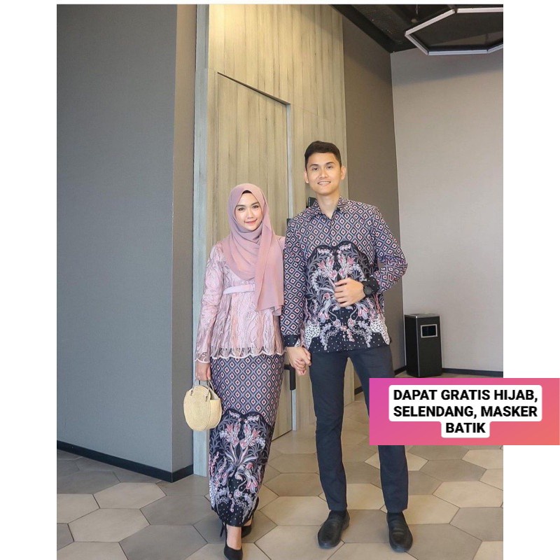 BAJU COUPLE KEBAYA BROKAT KONDANGAN TUNANGAN KAPEL AKITA WIDBATIK UWIKBATIK
