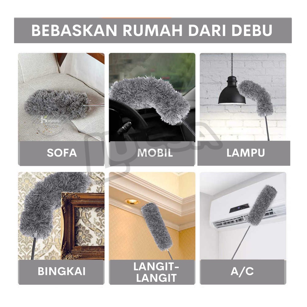 Lucsa - Teleduster Kemoceng Panjang 2.8m Teleskopik Microfiber | Kemonceng Kamoceng