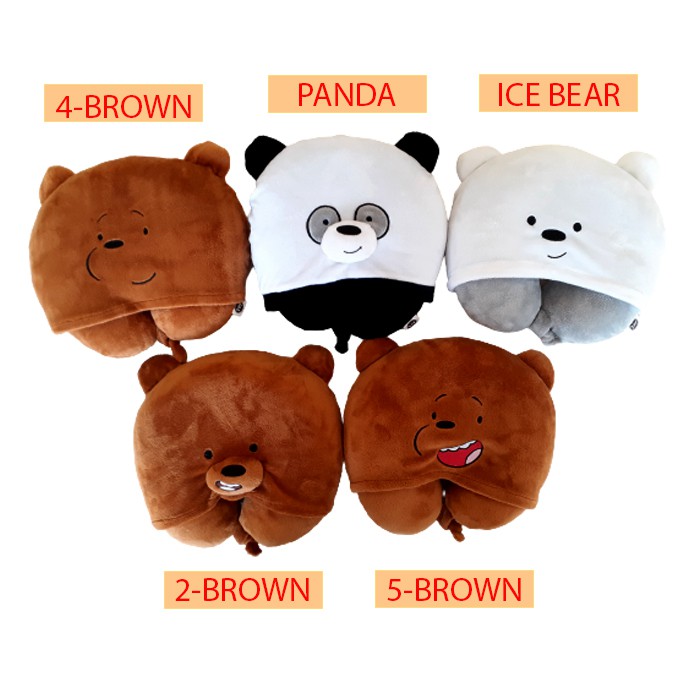Bantal Leher U-shape, Bantal Hoodie We Bare Bears, Bantal Leher We Bare Bears WBB