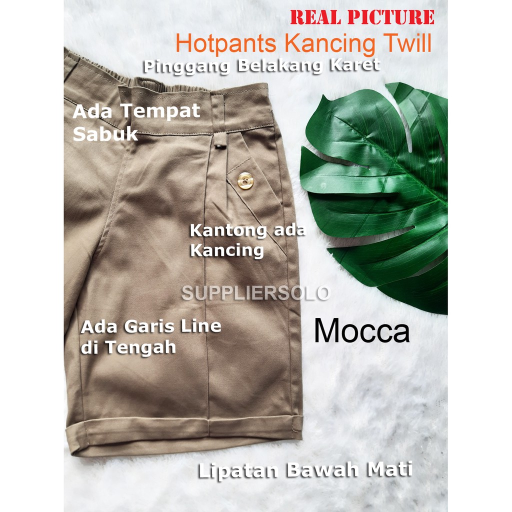 HOTPANTS KANCING TWILL / CELANA PENDEK CEWEK KANCING TWILL