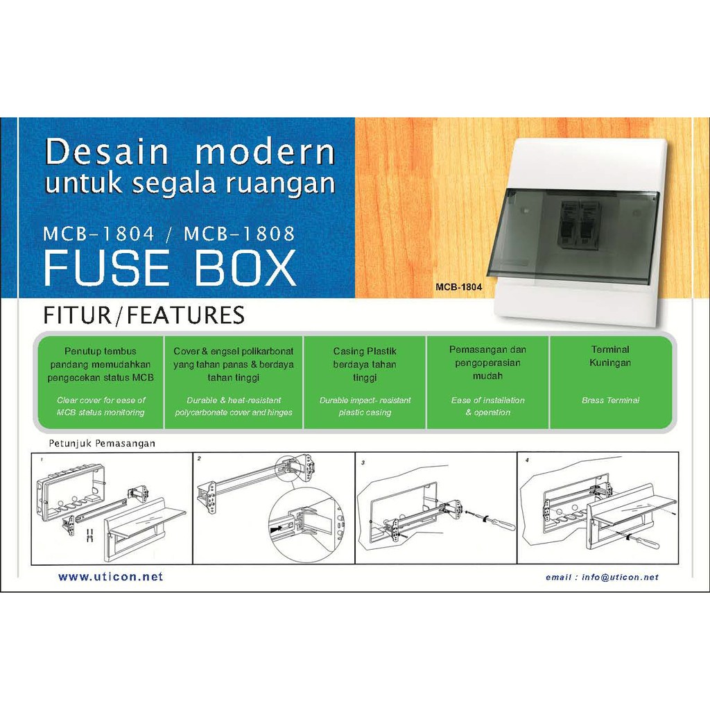 UTICON MCB Box MCB1808 8-Group MCB Panel - untuk 6-8 Modul