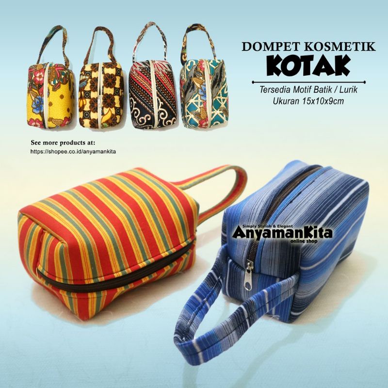 Dompet Kosmetik Kotak Batik Lurik / Travel Pouch