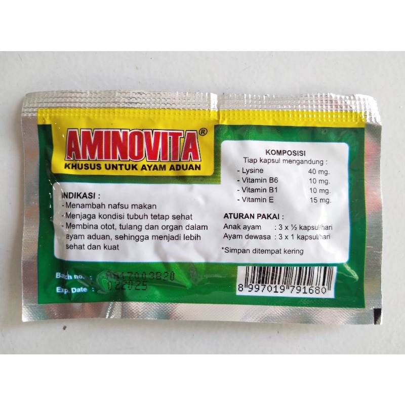 AMINOVITA 10 Kapsul - Khusus Untuk Ayam Aduan