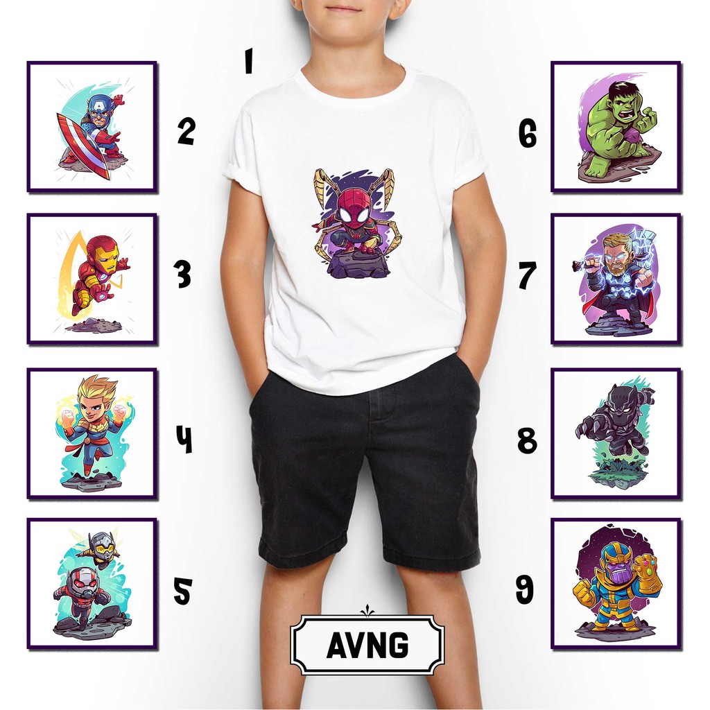 [KAOS ANAK] Avengers oblong custom tshirt laki perempuan boy girl santai rumah nama katun cotton