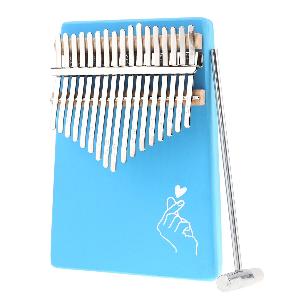 Alat Musik Kalimba Piano Jempol 17 Tuts Bahan Kayu Pinus Warna Biru Polos
