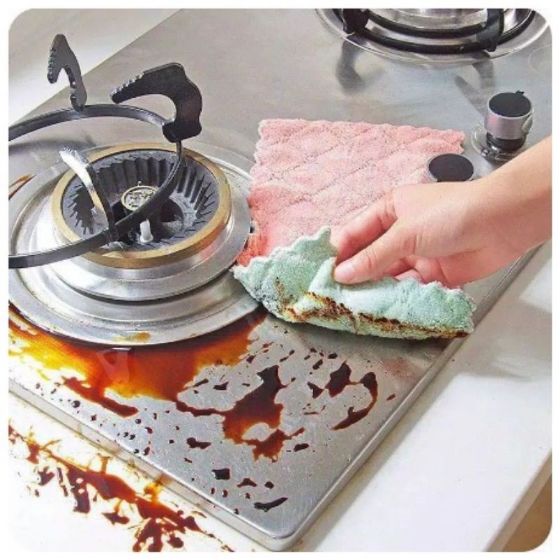 Kain Lap Piring Serap air &amp; Minyak Kain lap Microfiber Serbet Dapur Cuci Piring Serba Guna