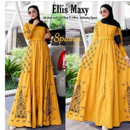 [terbaru] gamis shr terbaru gamis jeans  shr gamis premium fashion wanita makanan