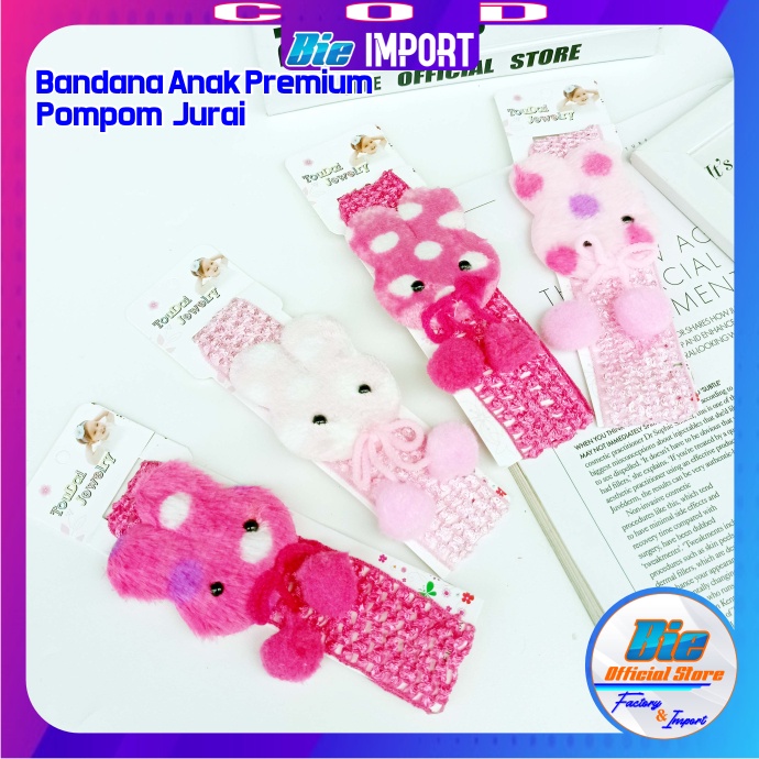 Bandana Anak Korea Jurai Pompom Karakter Premium Impor Best Seller