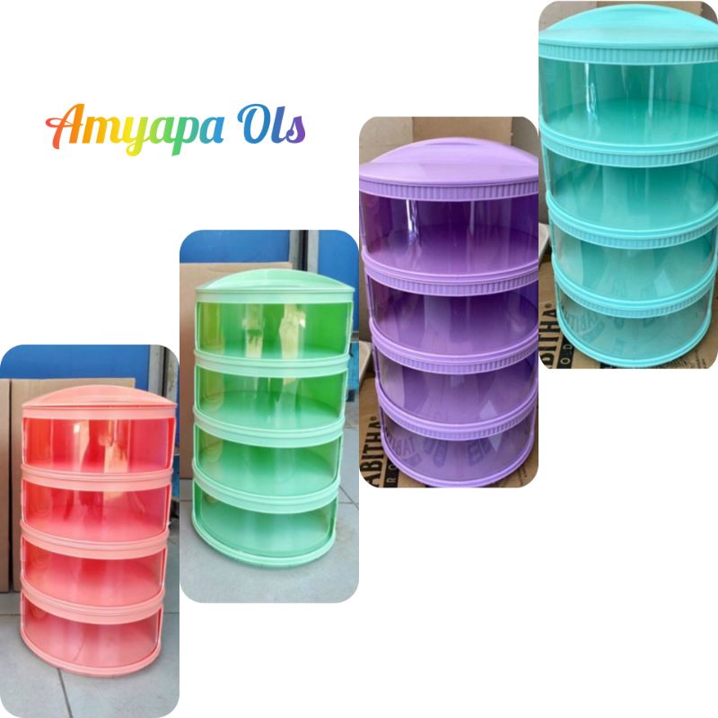 Tudung Saji 4 Susun Rak Makanan | Food Cover 4 Susun Warna Motif