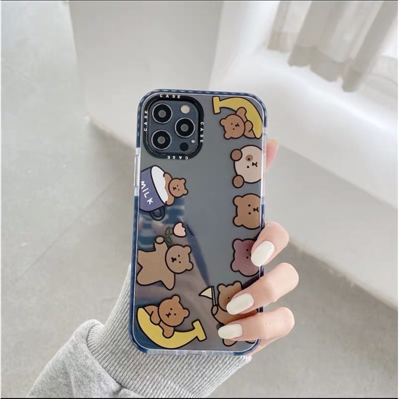 Cute Brown Bear Transparan Softcase Polos iphone 7/8+ XS XS Max XR 11 Pro Max 12 Pro Max