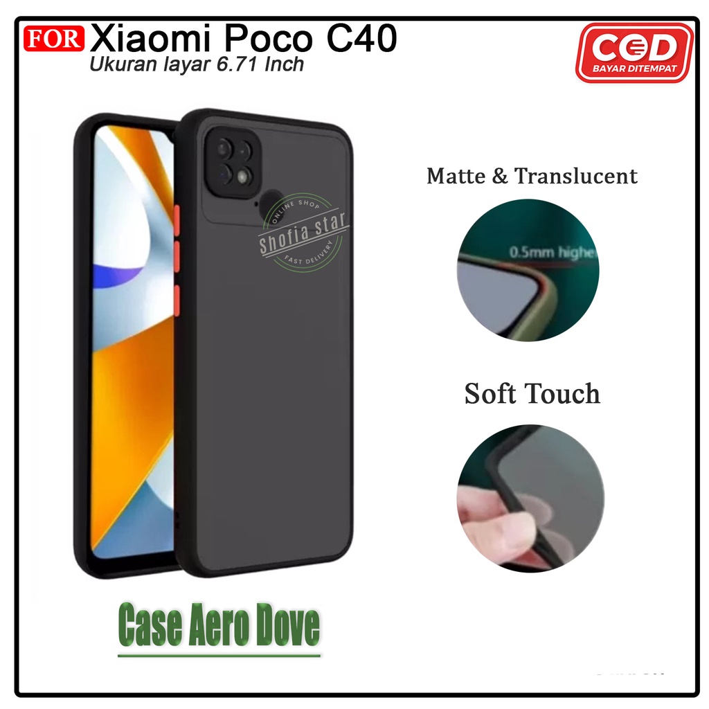 Case Xiaomi Poco C40 Softcase Aero Dove Black Transparan Premium Casing