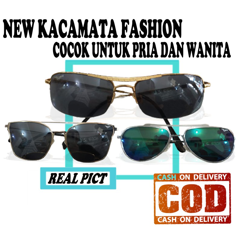 Bayar di Tempat Kacamata Hitam Unisex Korean Design Besi Frame Retro Sunglasses Women/Men kaca mata