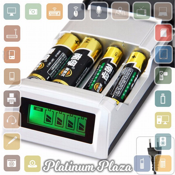 Taffware Smart Intelligent LCD 4 Slot Charger Baterai for AA AAA N`6AKE2T- Black