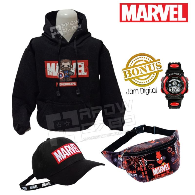 [BISA COD] Original Marvel 4in1 Jaket Hoodie anak Switer kupluk  anak laki-laki Jaket hangat kumplit