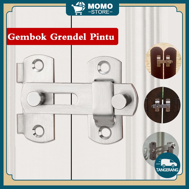 Grendel Slot Pintu / Kunci Geser Pintu / Lemari Geser Minimalis Stainless Steel