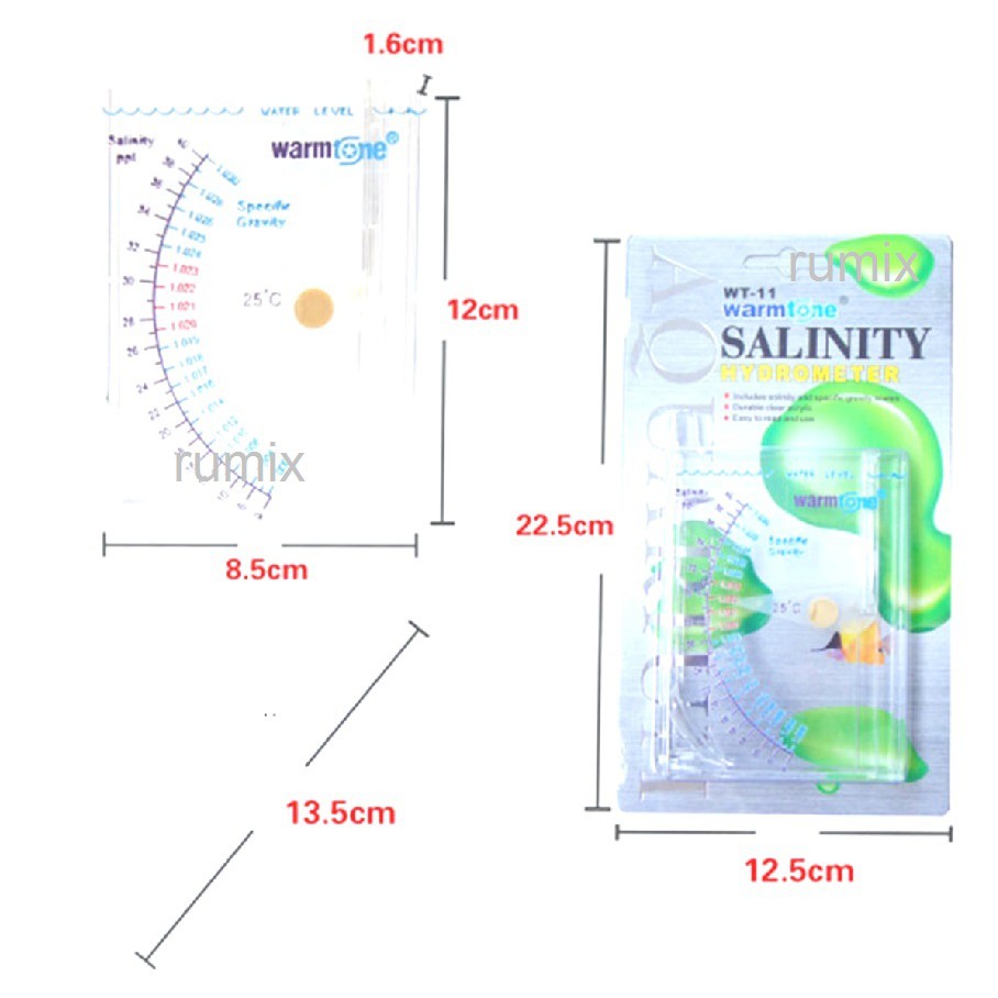 Salinity Hydrometer Salt Water Salinity Meter Warmtone Wt-11 Pengukur Kadar Garam Alat Asin Laut