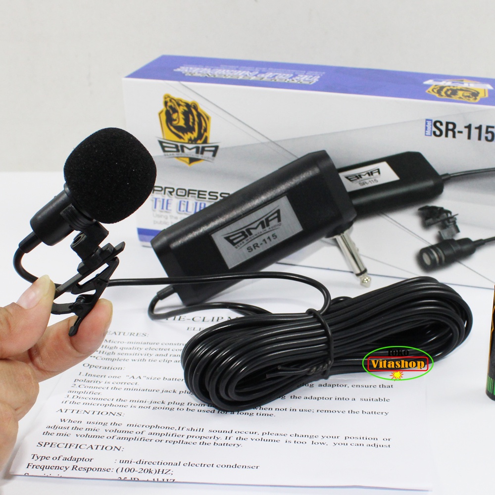 MICROPHONE CLIP ON BMA SR-115 MIC JEPIT MIKROPON KANCING KABEL PANJANG