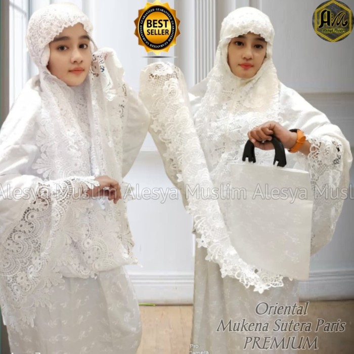 TERLARIS MUKENA SUTERA PARIS PREMIUM RENDA ORIENTAL - PUTIH