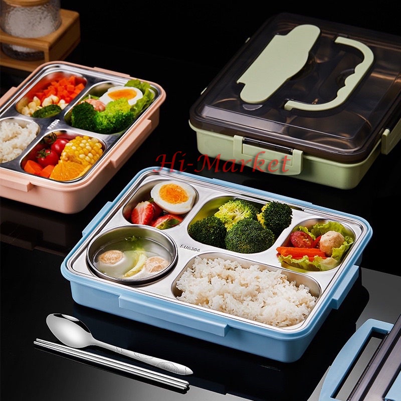 BEKAL MAKAN STAINLESS/TAHAN PANAS BENTO LUNCH BOX/ KOTAK MAKAN TERSEDIA 4SEKAT &amp; 5SEKAT DAN TAS BEKEL