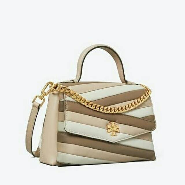 Tas Tory Burch Kira Chevron Top Handle Colorblock Shell Stone Original