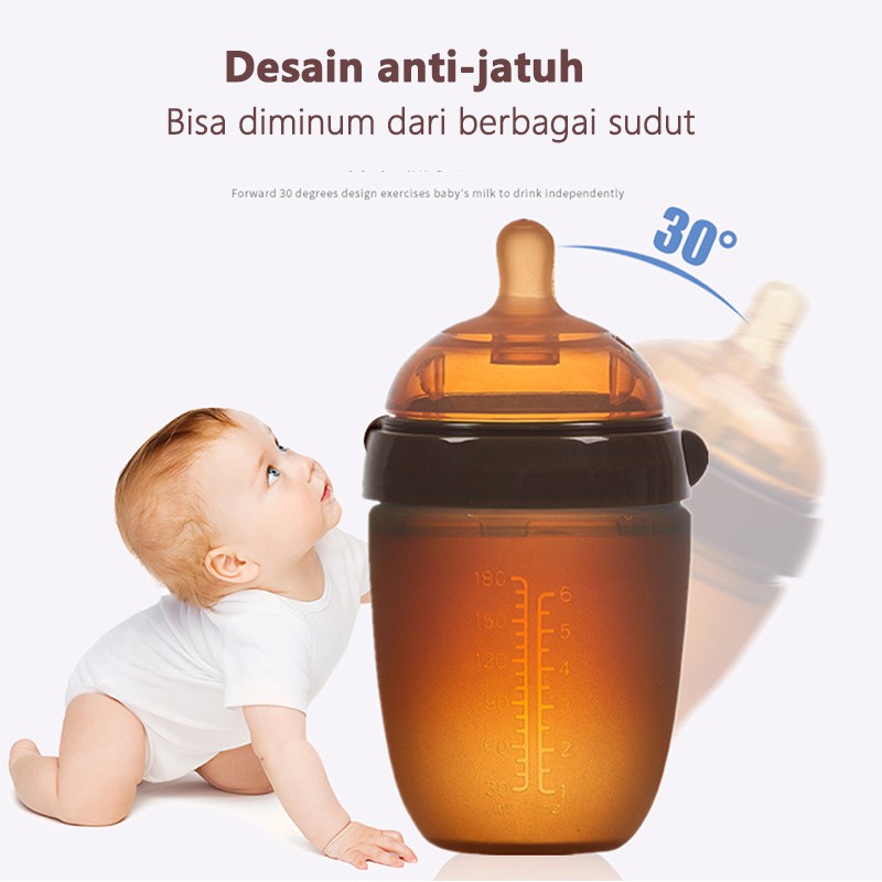 HIPPO LAND PIKO Bello Botol susu bayi Silikon Leher Lebar (WIDE NECK) Warna Coklat 17