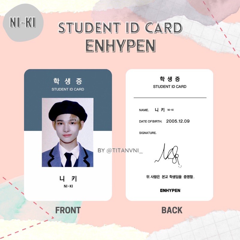 

ENHYPEN STUDENT ID CARD