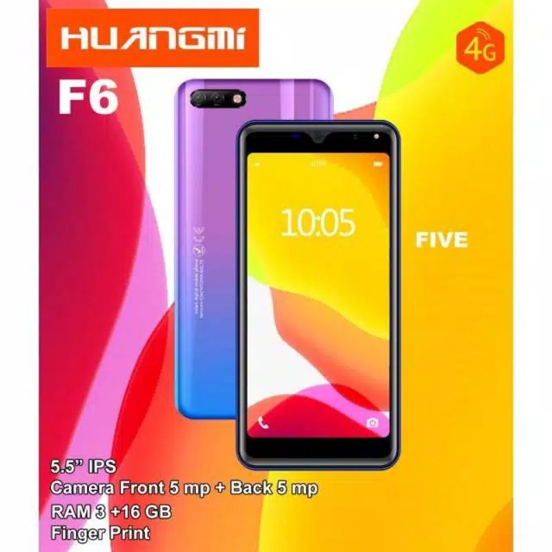 hp huangmi f6 five new baru glow glowing shining rainbow ram 3gb 3/16 garansi resmi