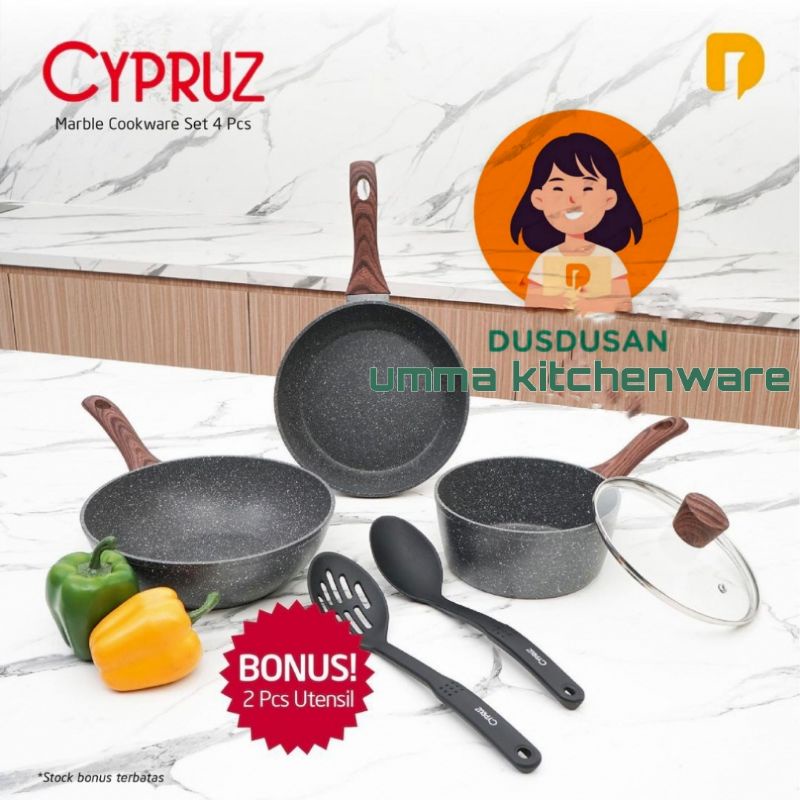 CYPRUZ MARBLE COOKWARE SET OF 4