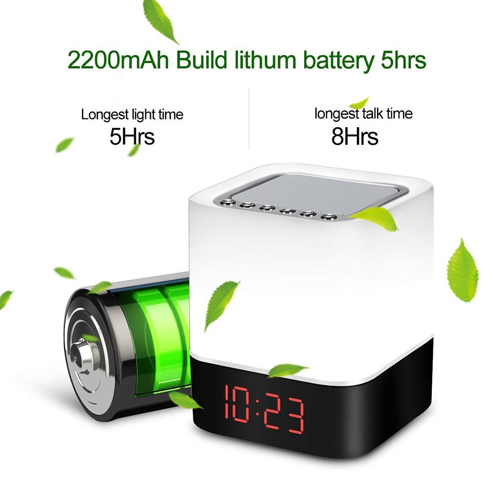 Jam Alarm Bluetooth Speaker With LED Light Portable USB Connection Rechargerable Clock LED