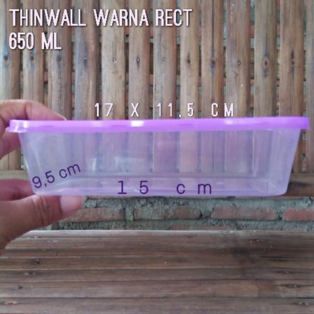 Isi 25 Box thinwall warna 650ml/Plastik /kotak makanan/microwave/bento/salad/brownies lumer