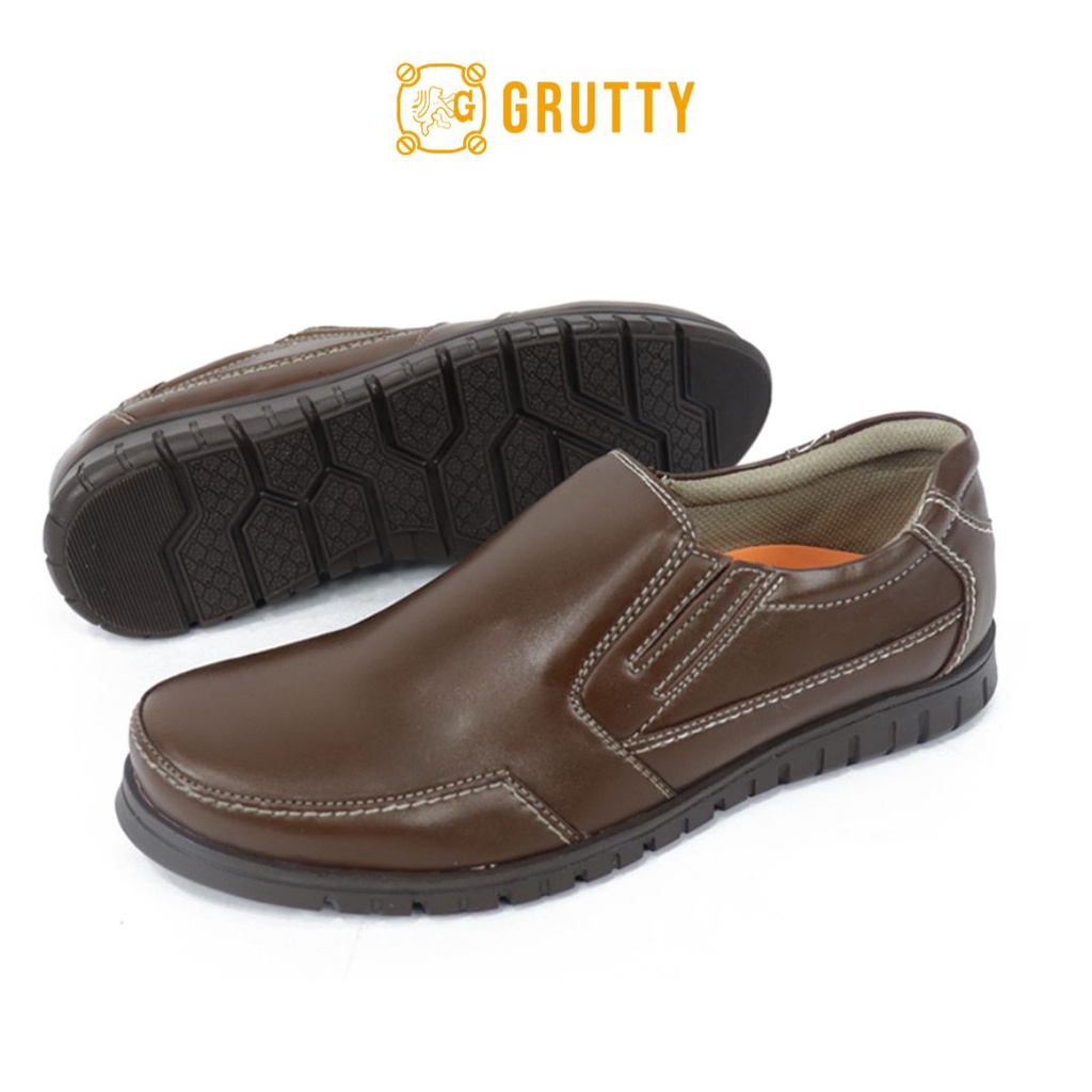 Sepatu Pria Grutty Pantofel Kasual Kerja Kantor Formal Slip On Coklat