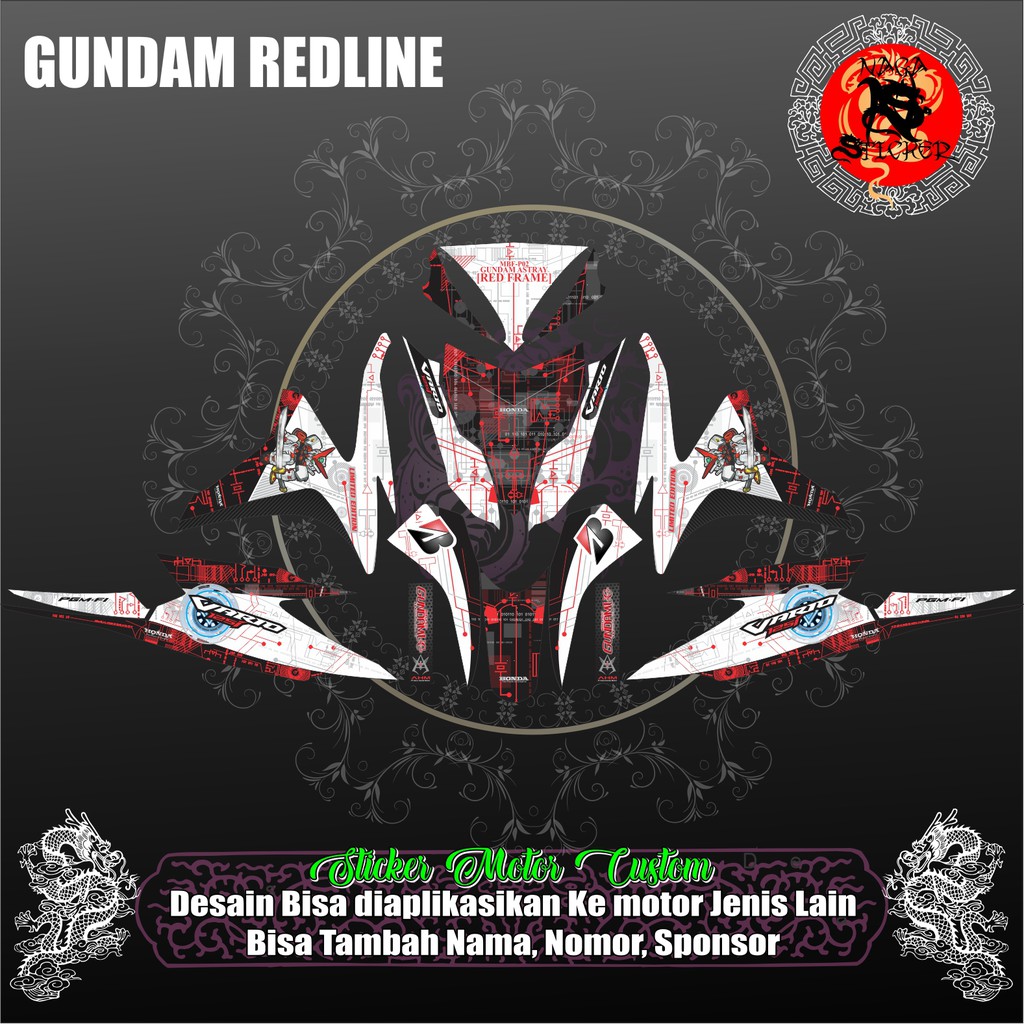 DECAL STICKER FULL BODY HONDA VARIO 125 OLD GUNDAM REDLINE