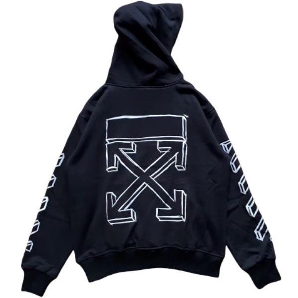 JAKET HOODIE PRIA OFF WHITE 3D MARKER HITAM