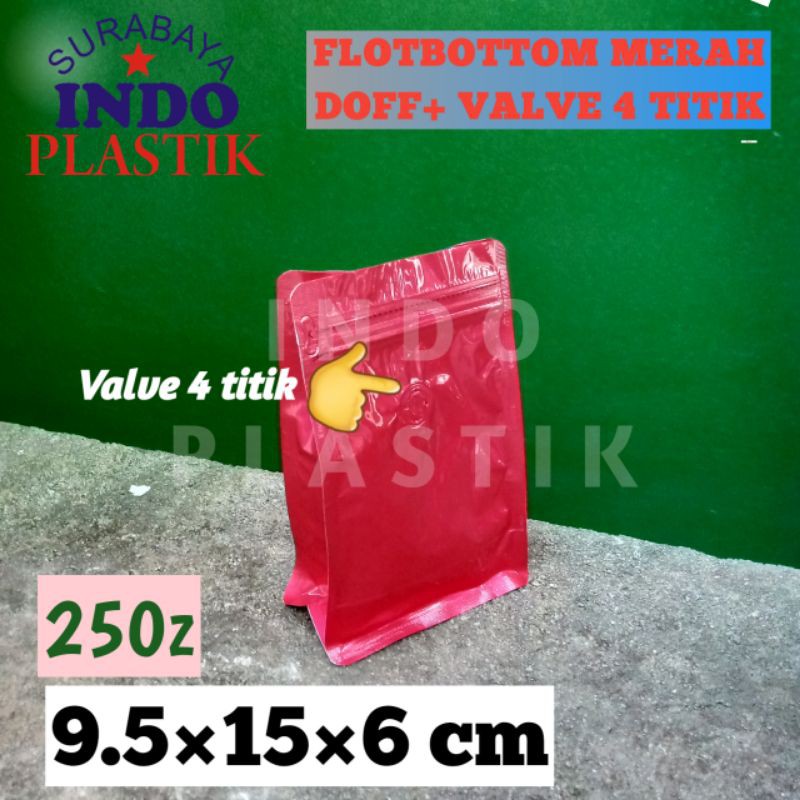 Kemasan Kopi Flatbottom Full Merah 250gr VALVE Kpack